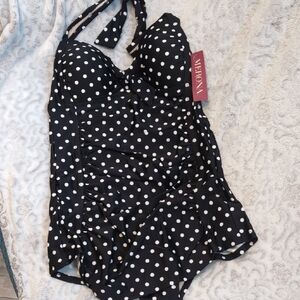 Merona Black and White Polka Dot One Piece Swimsuit